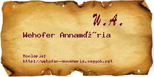 Wehofer Annamária névjegykártya